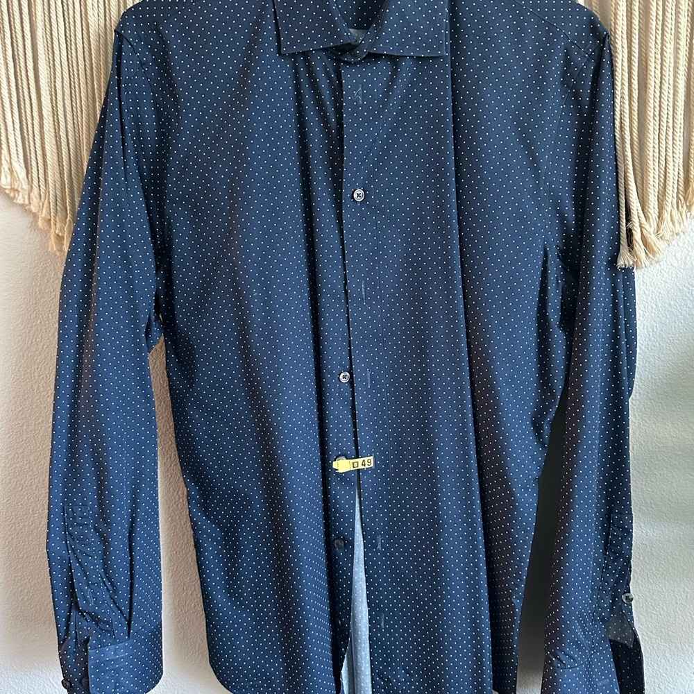 Men's Navy Blue Polka Dot Shirt